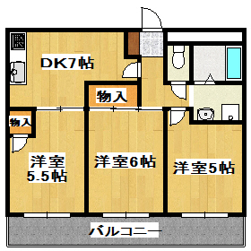 明石市二見町東二見のマンションの間取り