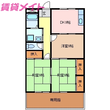 津市栗真町屋町のアパートの間取り