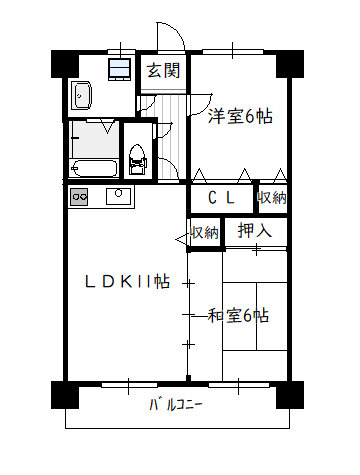 淀コーポIIIの間取り