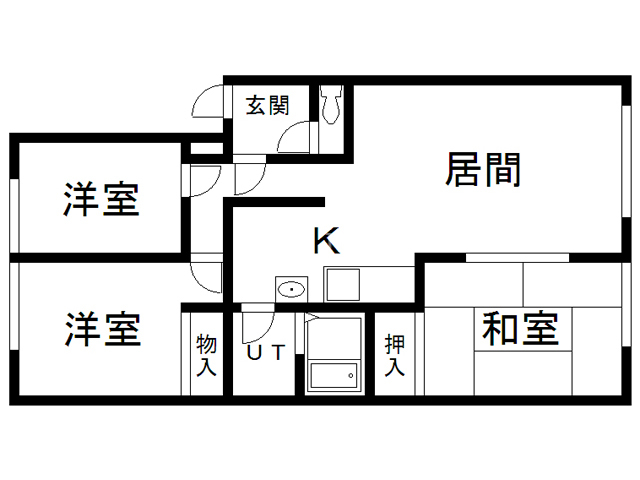 豊岡２・２ハイツの間取り