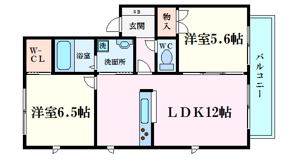 芦屋市楠町のアパートの間取り