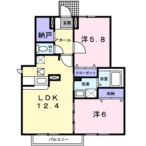 長崎市田上のアパートの間取り