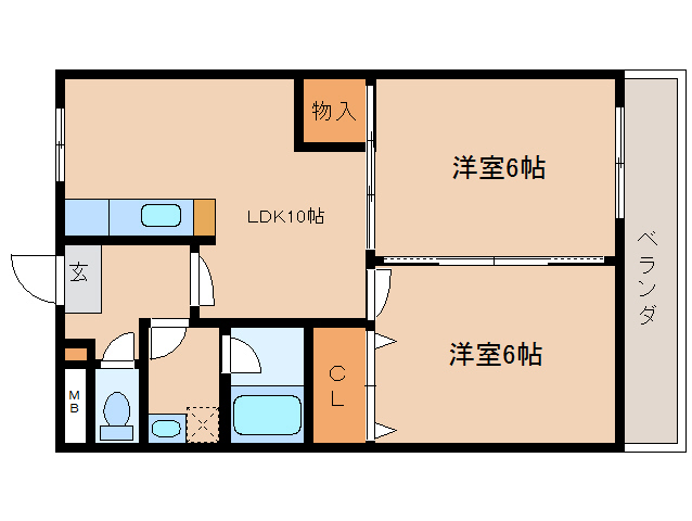 生駒市小明町のマンションの間取り