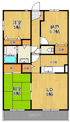 横浜市港北区箕輪町のマンションの間取り