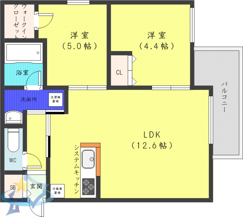 札幌市中央区北八条西のマンションの間取り