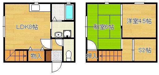 中間市中間のアパートの間取り