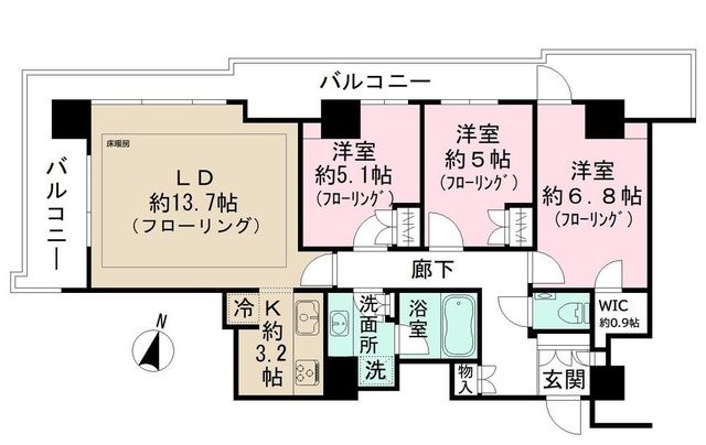 船橋市本町のマンションの間取り