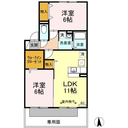 座間市緑ケ丘のアパートの間取り