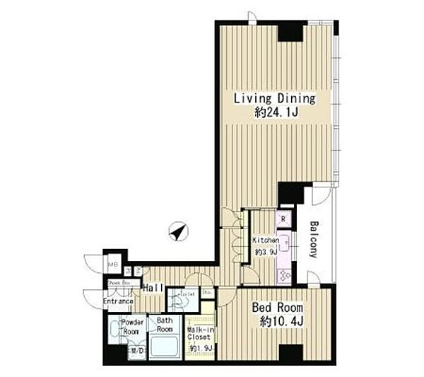 港区赤坂のマンションの間取り