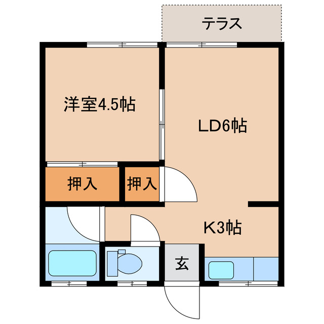 岩国市中津町のアパートの間取り