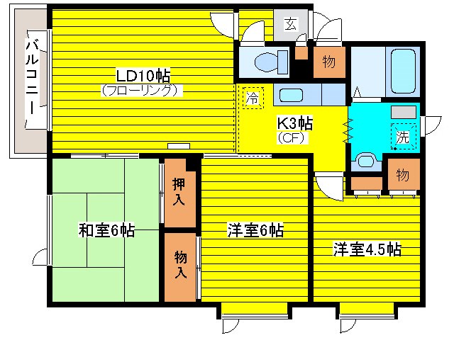 札幌市東区北二十三条東のアパートの間取り