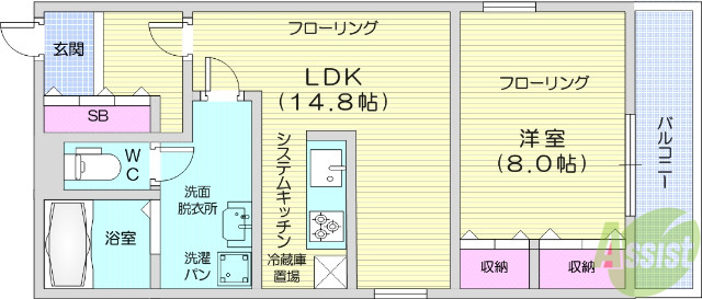 【ルミエールエイトク一番町の間取り】