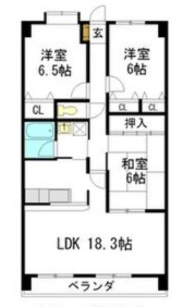 名古屋市天白区鴻の巣のマンションの間取り