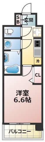 大阪市東成区東今里のマンションの間取り