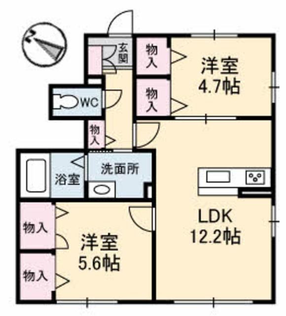 広島市東区戸坂山崎町のアパートの間取り