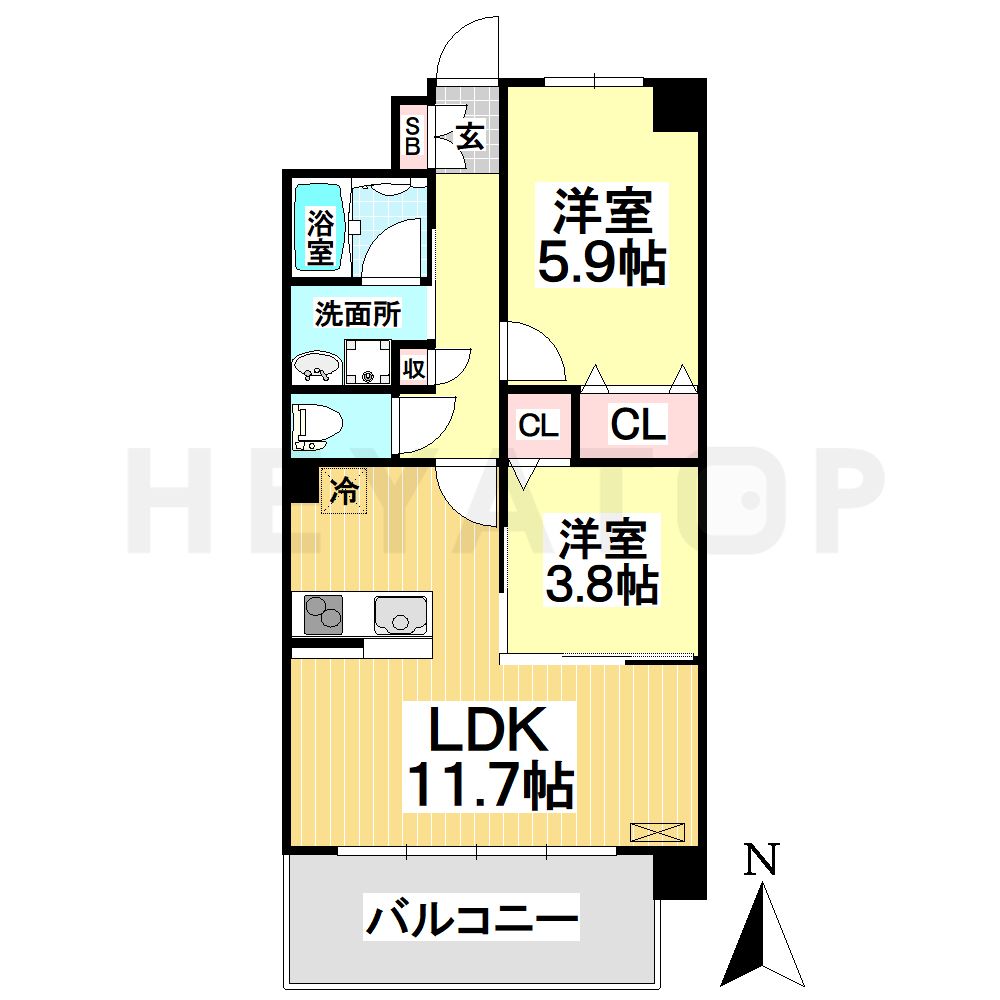 名古屋市昭和区塩付通のマンションの間取り