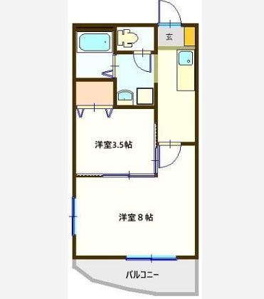 仙台市宮城野区元寺小路のマンションの間取り