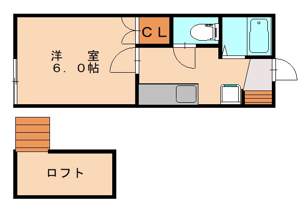 北九州市小倉北区井堀のアパートの間取り