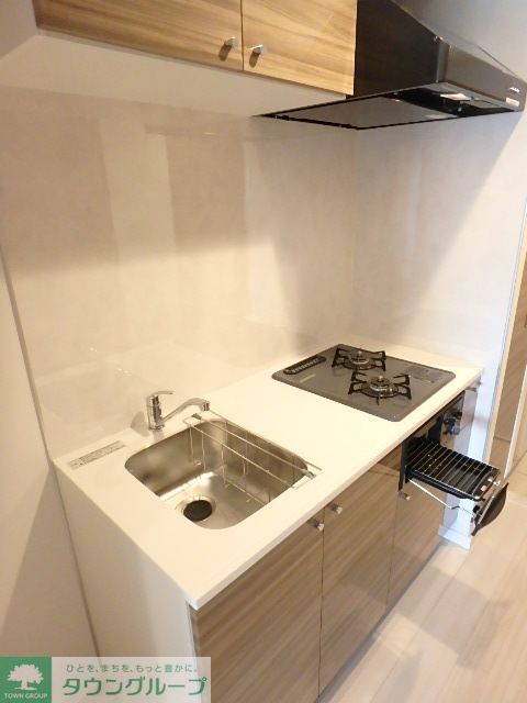 キッチン　グリル付2口コンロ仕様のシステムキッチン