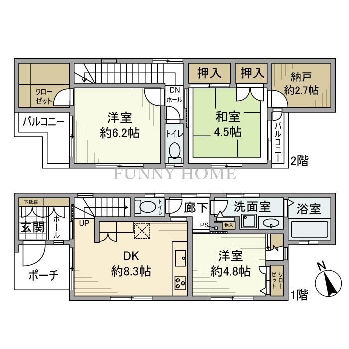 小田急線 経堂駅 徒歩19分 2階建 築19年の間取り写真
