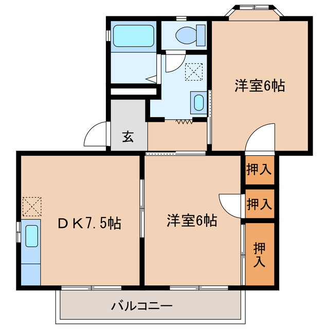 大竹市玖波のアパートの間取り