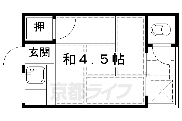 京都市伏見区深草西浦町２丁目のアパートの間取り