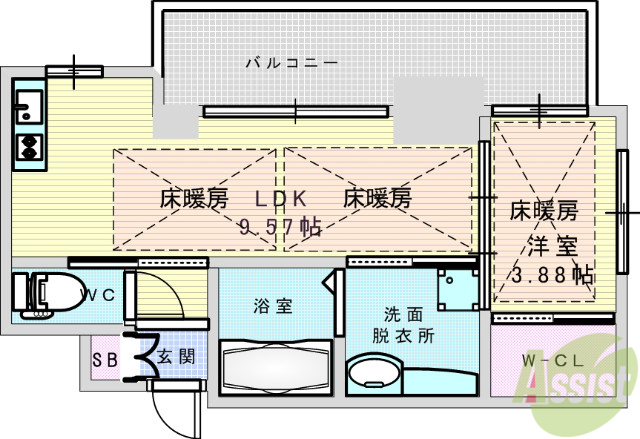 吹田市広芝町のマンションの間取り