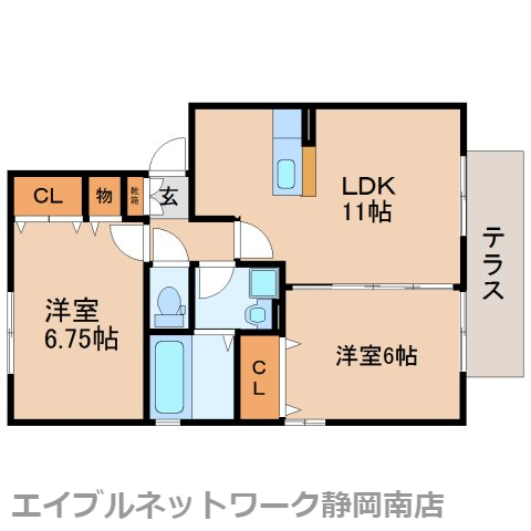 焼津市八楠のアパートの間取り