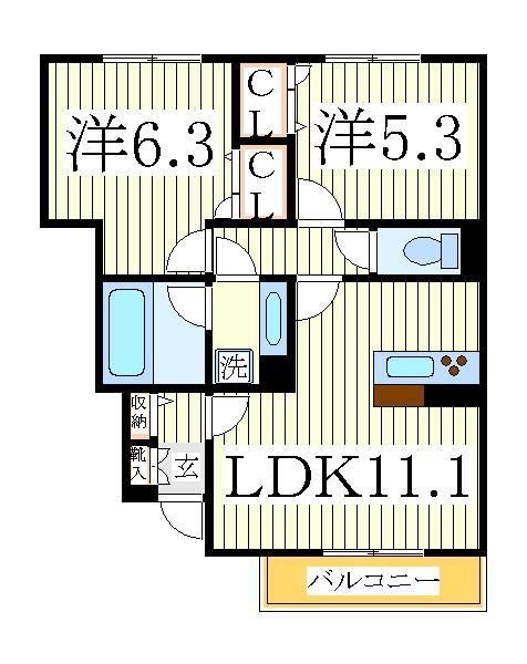 野田市鶴奉のアパートの間取り