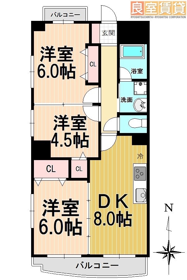 名古屋市中区富士見町のマンションの間取り