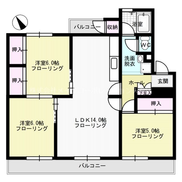 福岡市中央区輝国のマンションの間取り