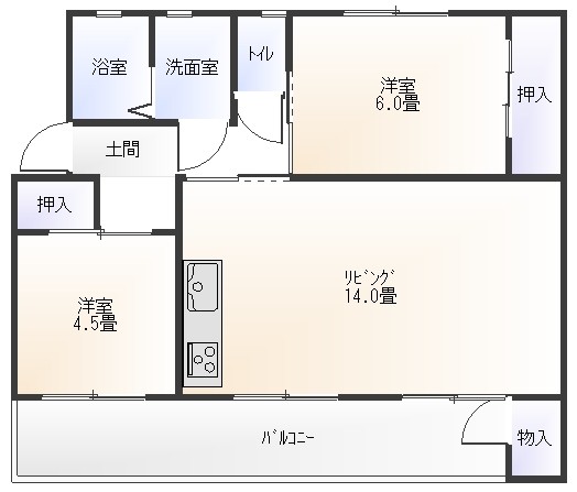 ドムス東長岡Bの間取り