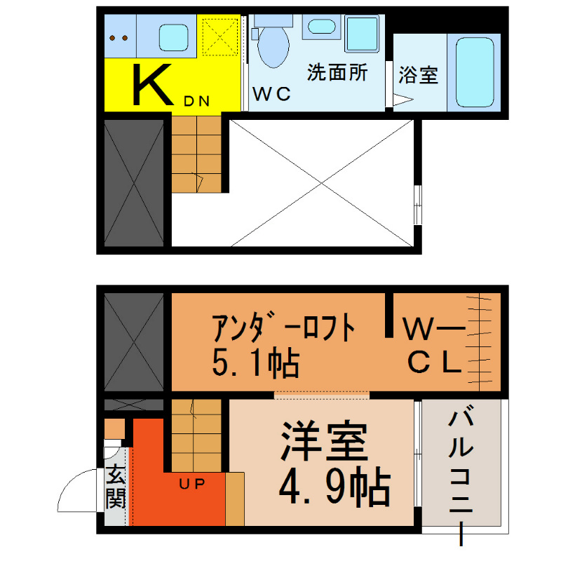 名古屋市熱田区三番町のアパートの間取り