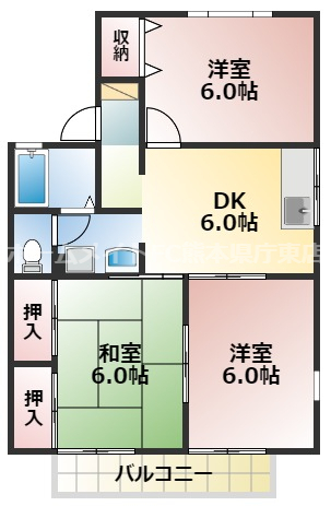 熊本市中央区世安のアパートの間取り