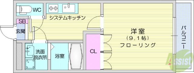 岩沼市二木のアパートの間取り