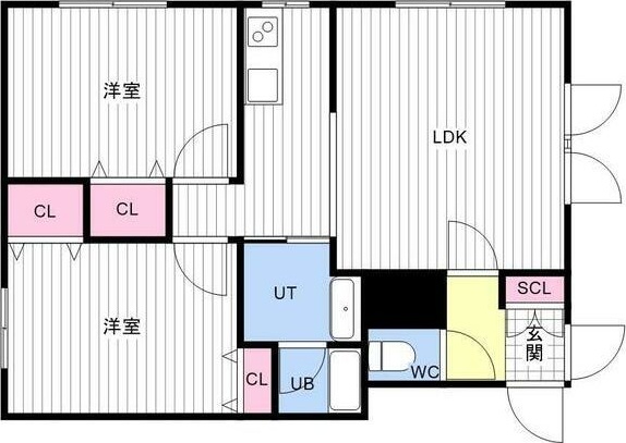 札幌市東区中沼西四条のアパートの間取り