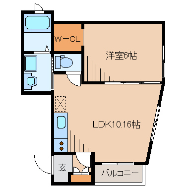 鎌倉市御成町のアパートの間取り