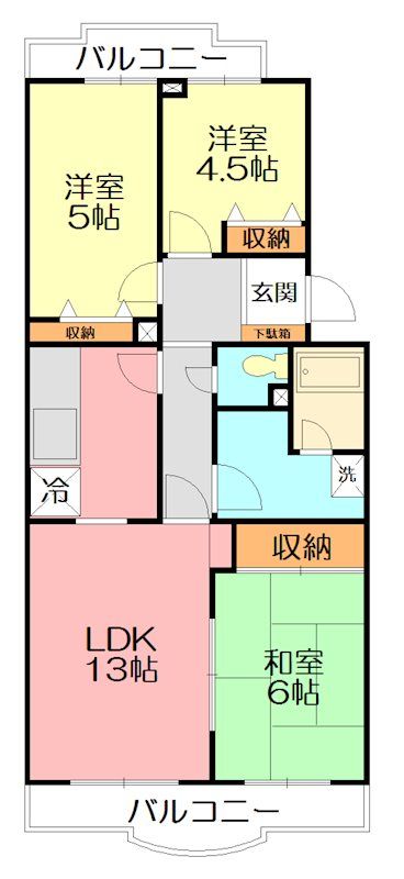 秦野市上今川町のマンションの間取り