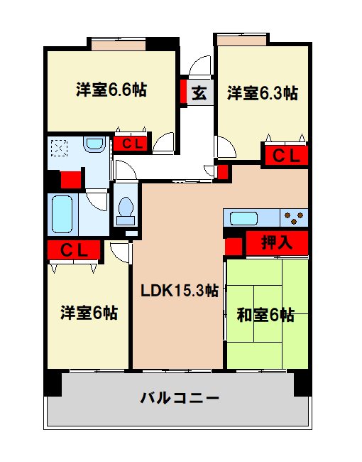 筑紫野市原田のマンションの間取り