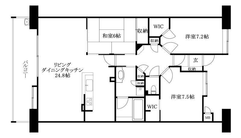 松山市道後町のマンションの間取り