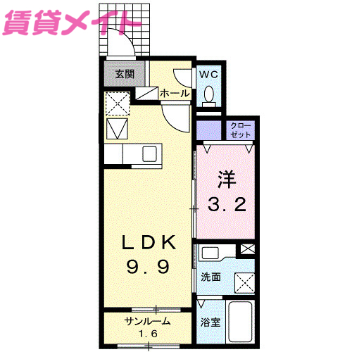 【津市一身田中野のアパートの間取り】