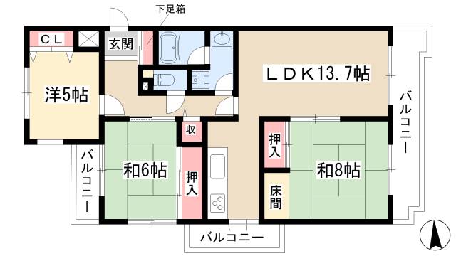 アビタシオンナルセの間取り