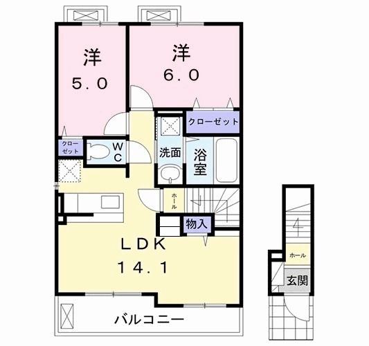 京都郡苅田町大字与原のアパートの間取り