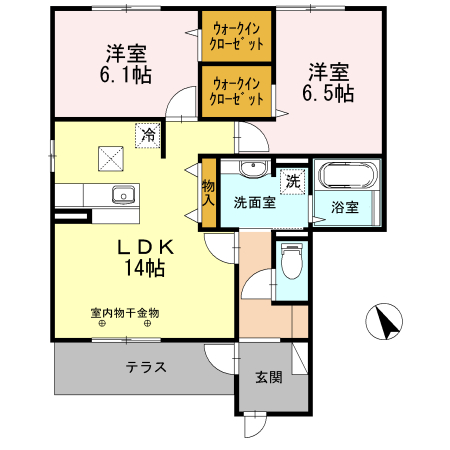 姫路市東山のアパートの間取り