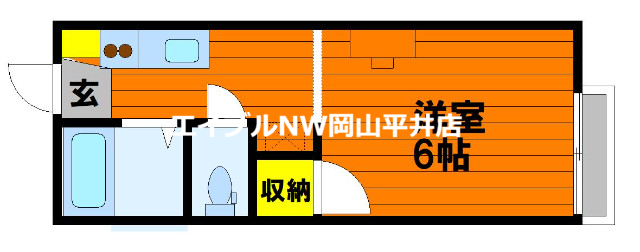 岡山市中区長岡のアパートの間取り