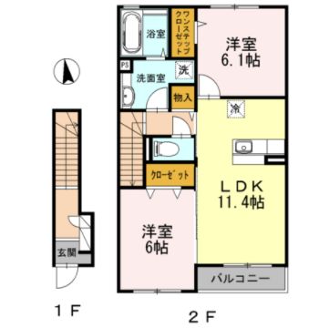 足柄上郡大井町上大井のアパートの間取り