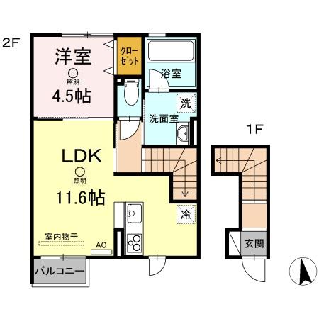 米子市西福原のアパートの間取り