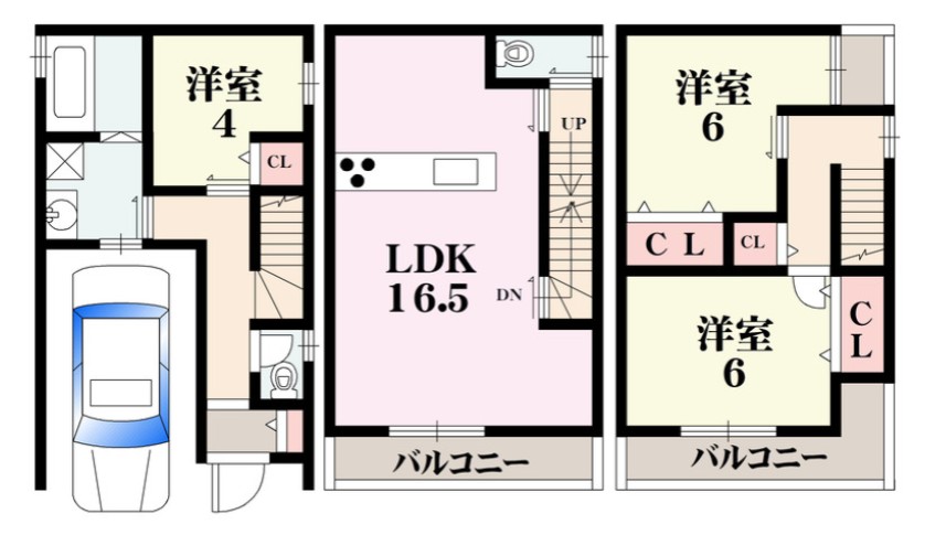地下鉄御堂筋線 北花田駅 徒歩5分 3階建 築1年の間取り写真