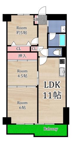 ＪＲ東西線 大阪城北詰駅 徒歩5分 13階建 築47年の間取り写真