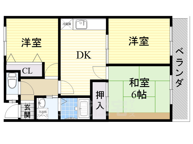 堺市北区南長尾町のマンションの間取り